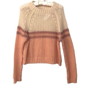 Chunky knit oversize sweater open weave stripes American Eagle FINAL PRICE